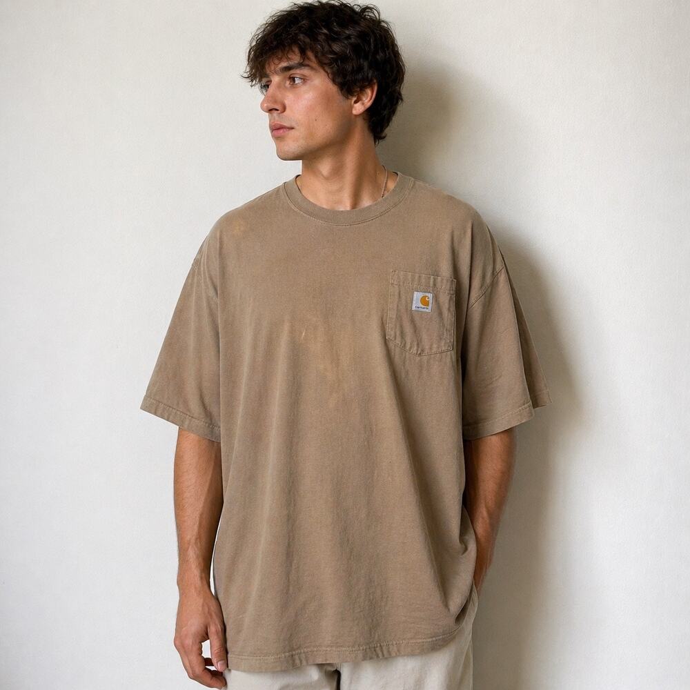 Carhartt Pocket Tee Mens 3XL Tall Brown Workwear Shirt Heavyweight Streetwear